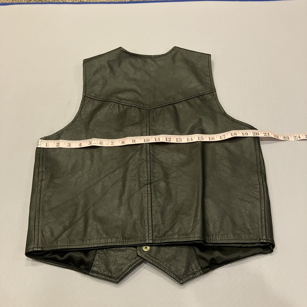 Branded Garments Black Leather Vest Joe Camel Cigarettes Logo Women's L Pockets - Picture 10 of 12